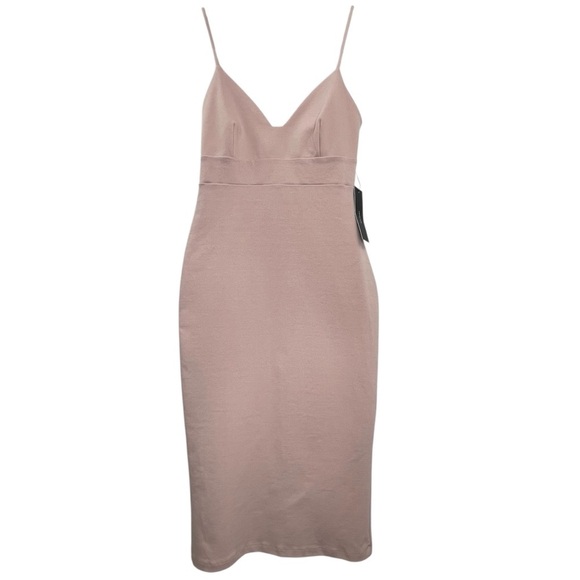 NEW W/Tags Lulus Don’t Tell ‘Em Blush Pink Bodycon Midi Dress Fitted Stretchy Sm - Picture 9 of 16